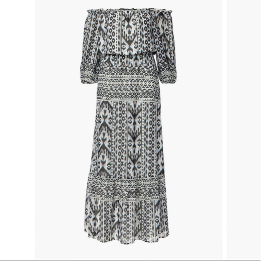 NWT Off Shoulder Maxi Dress in Southwest Ikat